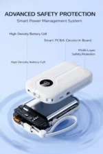 Qtech 20000mAh Power Bank 22.5W PD Fast Charging | Pocket Size Portable Charger with LED Display (Random Color) - Image 5