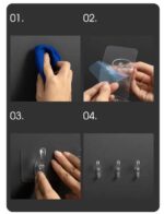 6 Row Transparent Wall Hooks Self Adhesive Clothes Coat Door Hanger Towel Key Holder Bathroom Kitchen Storage Sticker Hook - Image 2