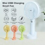 Portable USB Rechargeable Fan | Handheld 3 Speed Strong Wind Electric Small Mini Cooling Fan (random color)