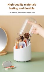 360° Rotating Makeup Brush Storage Box | Desktop Cosmetic Organizer for Brushes, Lipsticks, Eyebrow Pencils & Beauty Tools - Image 2