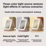 Portable Folding Makeup Mirror Jewellery Box – 3-Color LED Beauty Mirror, Multi-Function Personal Care Organizer - Image 2