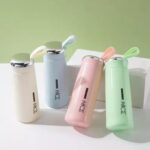 BPA Free Glass Water Bottle | 400ml Portable Tumbler | With Protective Plastic Shell | For School, Gym, Home & Office (Random colour)