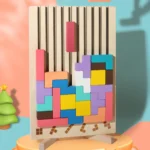 Wooden Puzzle Tetris Game | Montessori Learning Aid | 3D Colourful Blocks | Creative Geometry Toy for Kids & Families - Image 6