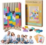 Wooden Puzzle Tetris Game | Montessori Learning Aid | 3D Colourful Blocks | Creative Geometry Toy for Kids & Families - Image 2