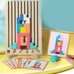 Wooden Puzzle Tetris Game | Montessori Learning Aid | 3D Colourful Blocks | Creative Geometry Toy for Kids & Families - Image 3