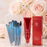 Ivory Shade FV Foundation With 8 Pcs Makeup Brush Set – Full Coverage Face Makeup Kit For Women