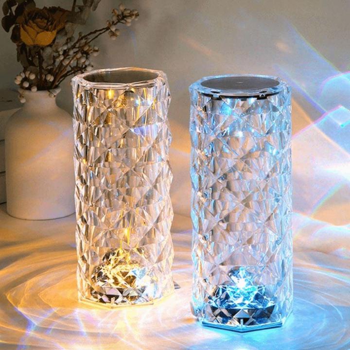16-Color Crystal Table Lamp – RGB Rose Diamond LED with Remote & Rechargeable Battery - Image 2