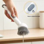 Adjustable Kitchen Cleaning Brush with Soap Dispenser – Refillable PET Head for Dishes, Pans & Pots (Random Color) - Image 2