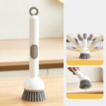 Adjustable Kitchen Cleaning Brush with Soap Dispenser – Refillable PET Head for Dishes, Pans & Pots (Random Color)