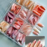 144 Pcs Multicolor False Nails Box Stylish Durable Easy To Use For Everyday Fashion Parties And Nail Art Designs