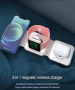 3 in 1 Magnetic Foldable Wireless Charging Station 15W Fast Charger for iPhone, AirPods & Smartwatch - Image 2