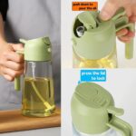2-in-1 oil spray bottle with adjustable mist and pour function. Leak-proof glass design, perfect for cooking, BBQ, baking, and air fryer use. - Image 2